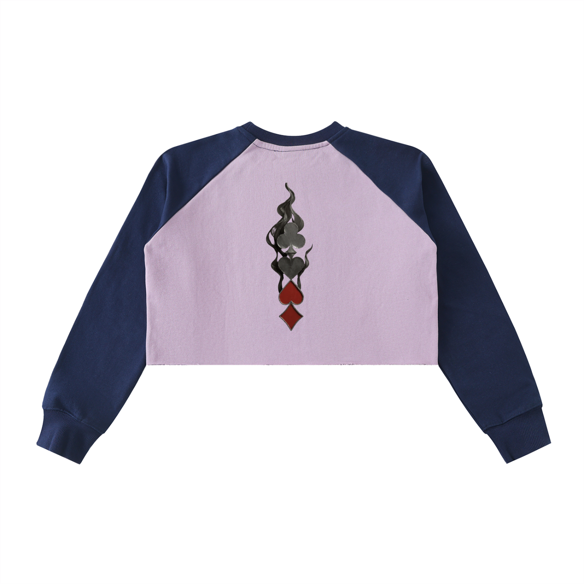 Hard Luck- Uptown Ace Raw-Hem Color-Block Raglan Crop Sweatshirt