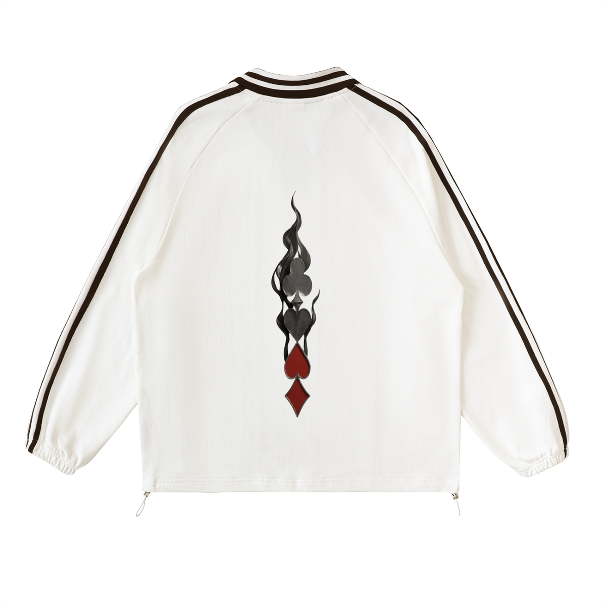 Uptown Ace Contrast Striped Lapel Collar Sweatshirt