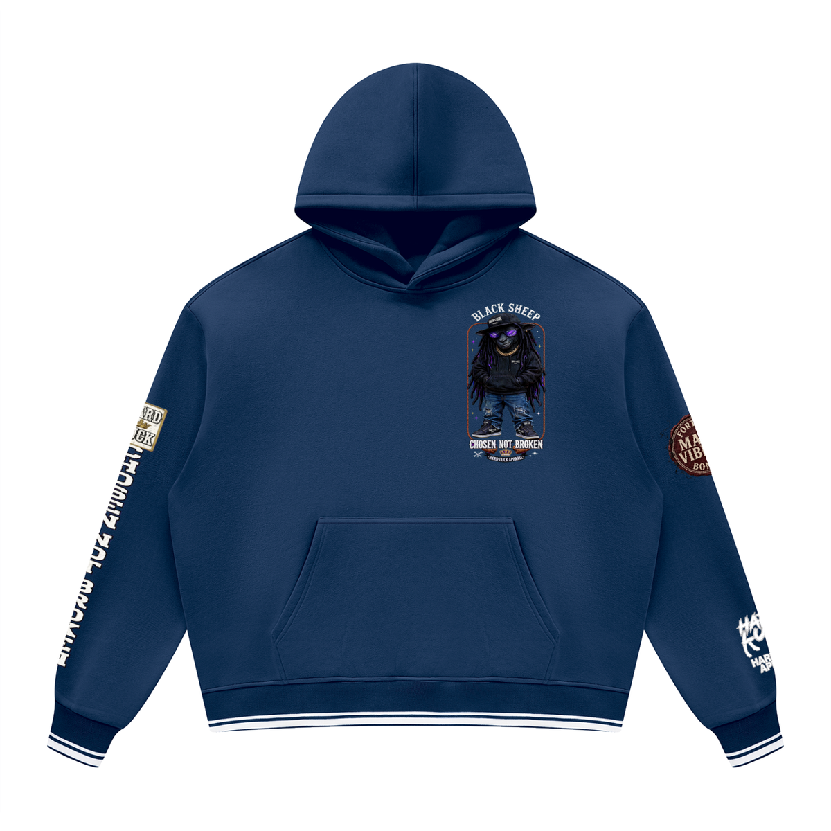 Chosen Not Broken Black Sheep Varsity Hoodie - Fortuna Seal Edition