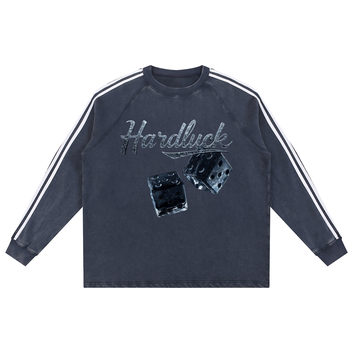 Black ice Roll the D-Ice Snow Washed Contrast Tape Sweatshirt