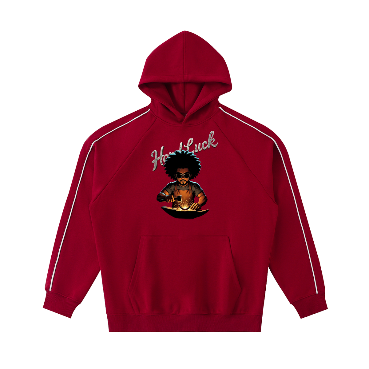 Black Smith Forged Contrast Piping Raglan Hoodie