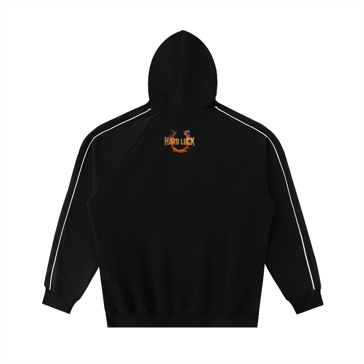 Black Smith Forged Contrast Piping Raglan Hoodie