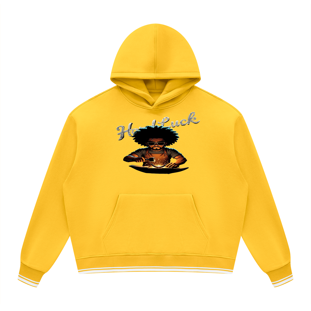 Black Smith forged Oversized Color Block Fleece Hoodie