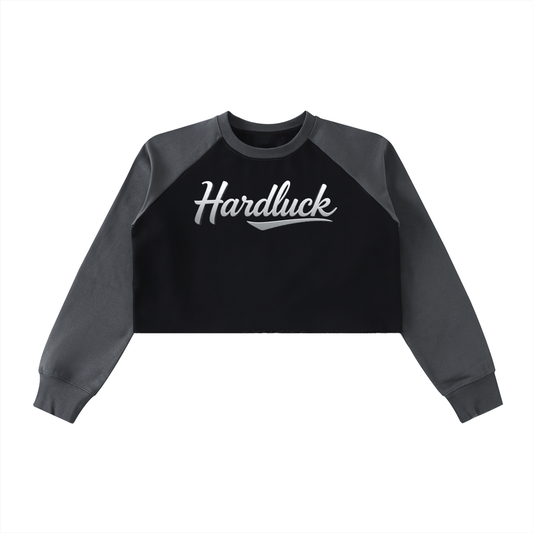 Elegant Hard Luck Women's Cropped Raglan Sweatshirt | Premium New York Streetwear