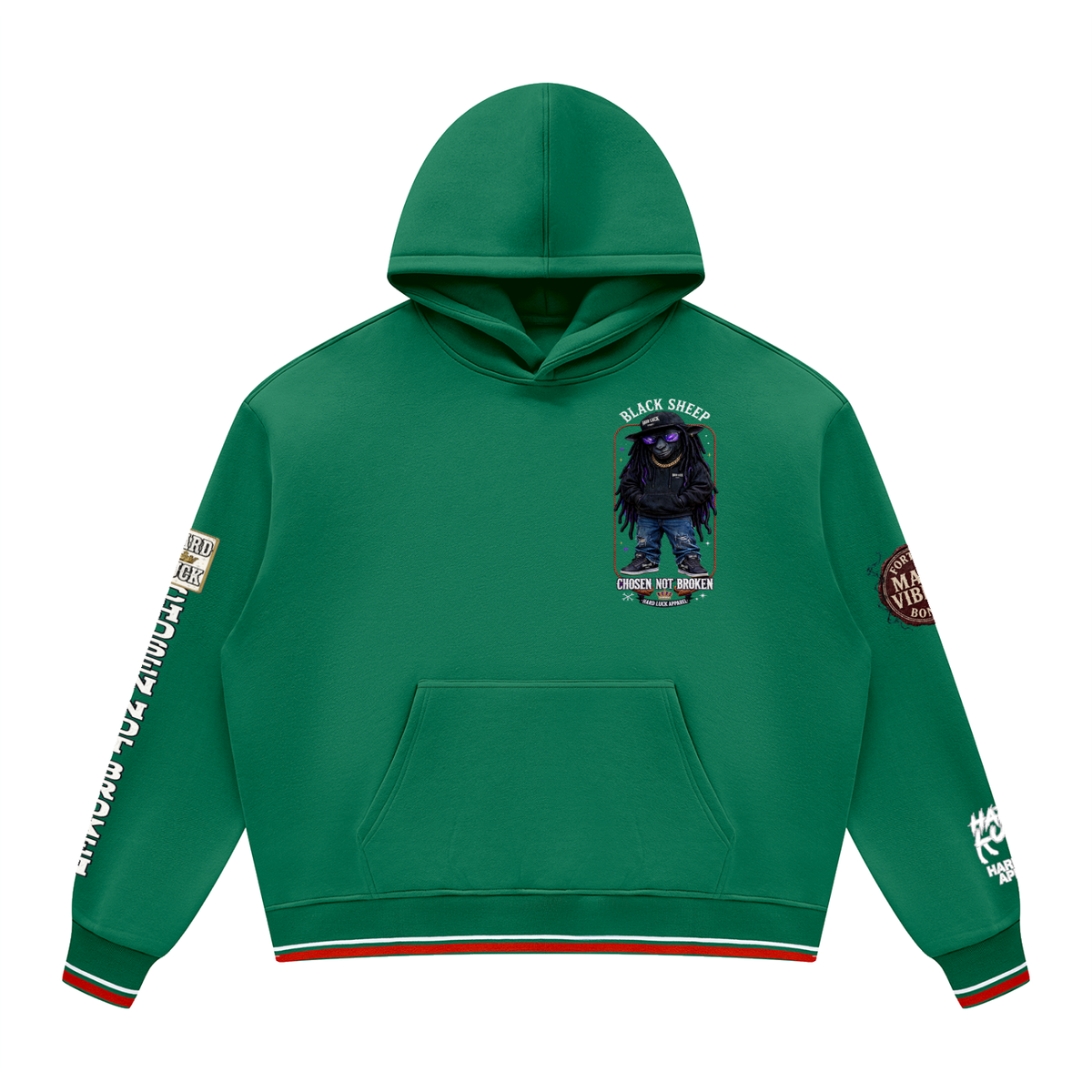 Chosen Not Broken Black Sheep Varsity Hoodie - Fortuna Seal Edition
