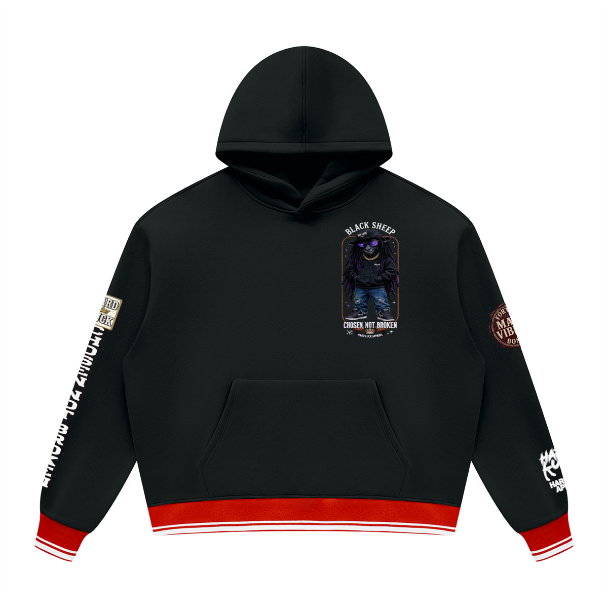 Chosen Not Broken Black Sheep Varsity Hoodie - Fortuna Seal Edition
