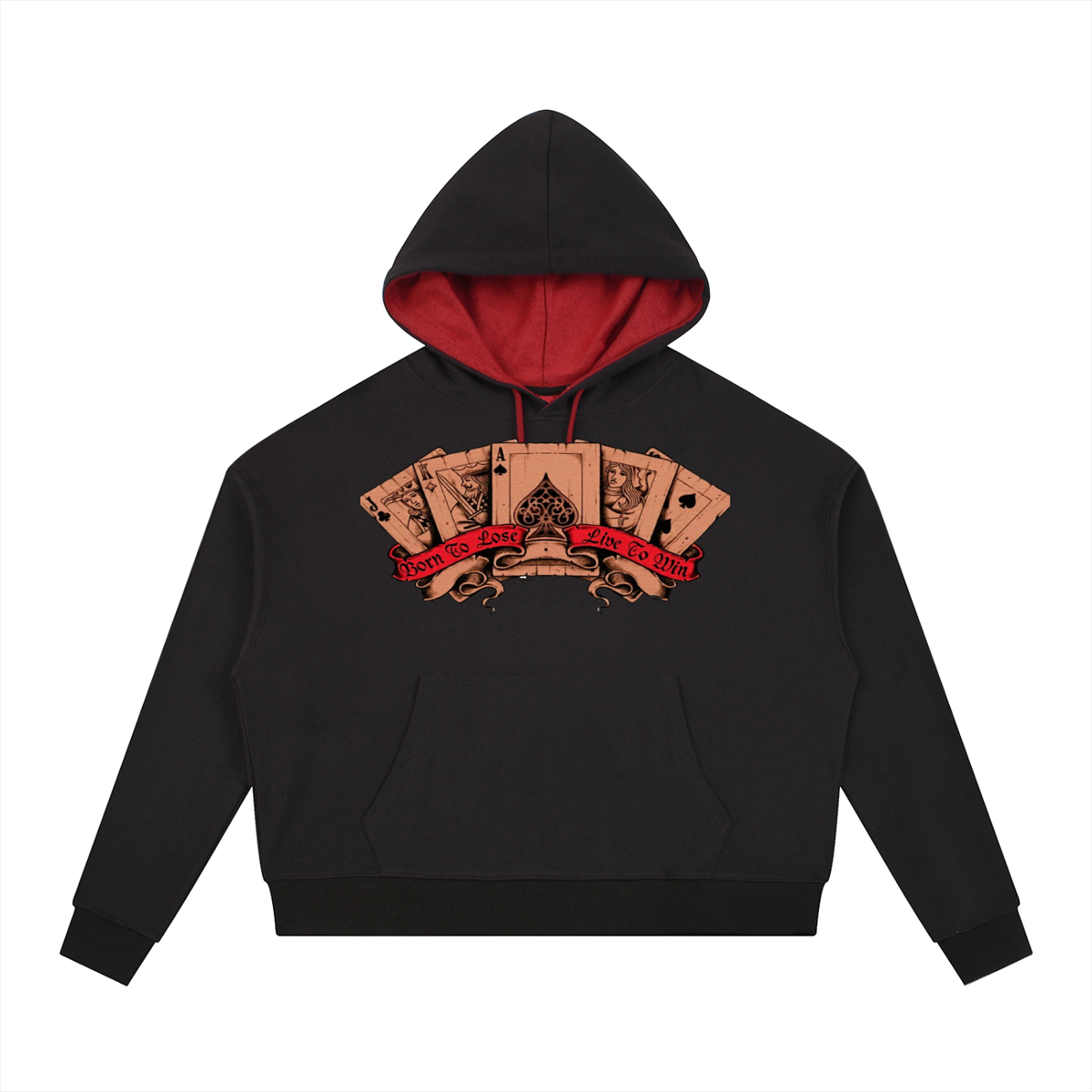 Live to Win Contrast Drawstring Hoodie