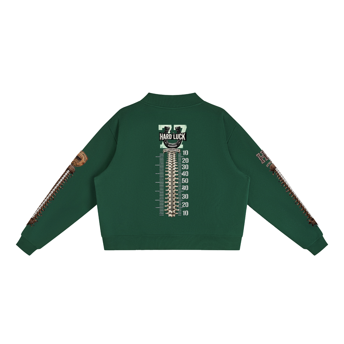 THE HEADHUNTER - Gridiron Gut Check Mock Neck Fleece Sweatshirt - Womens Crop Oversized | Hard Luck Apparel EST. 1977