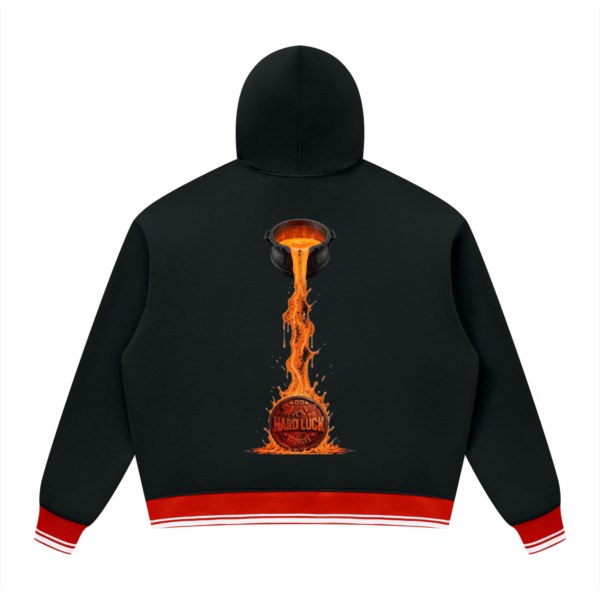 Black Smith forged Oversized Color Block Fleece Hoodie