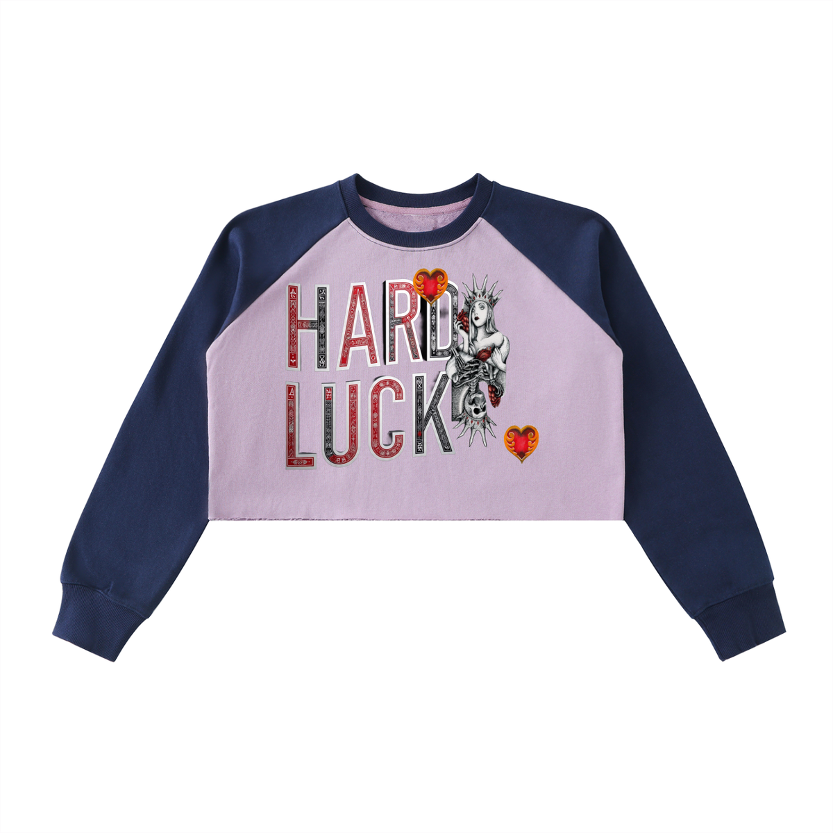 Queens Gambit Raw-Hem Color-Block Raglan Crop Sweatshirt