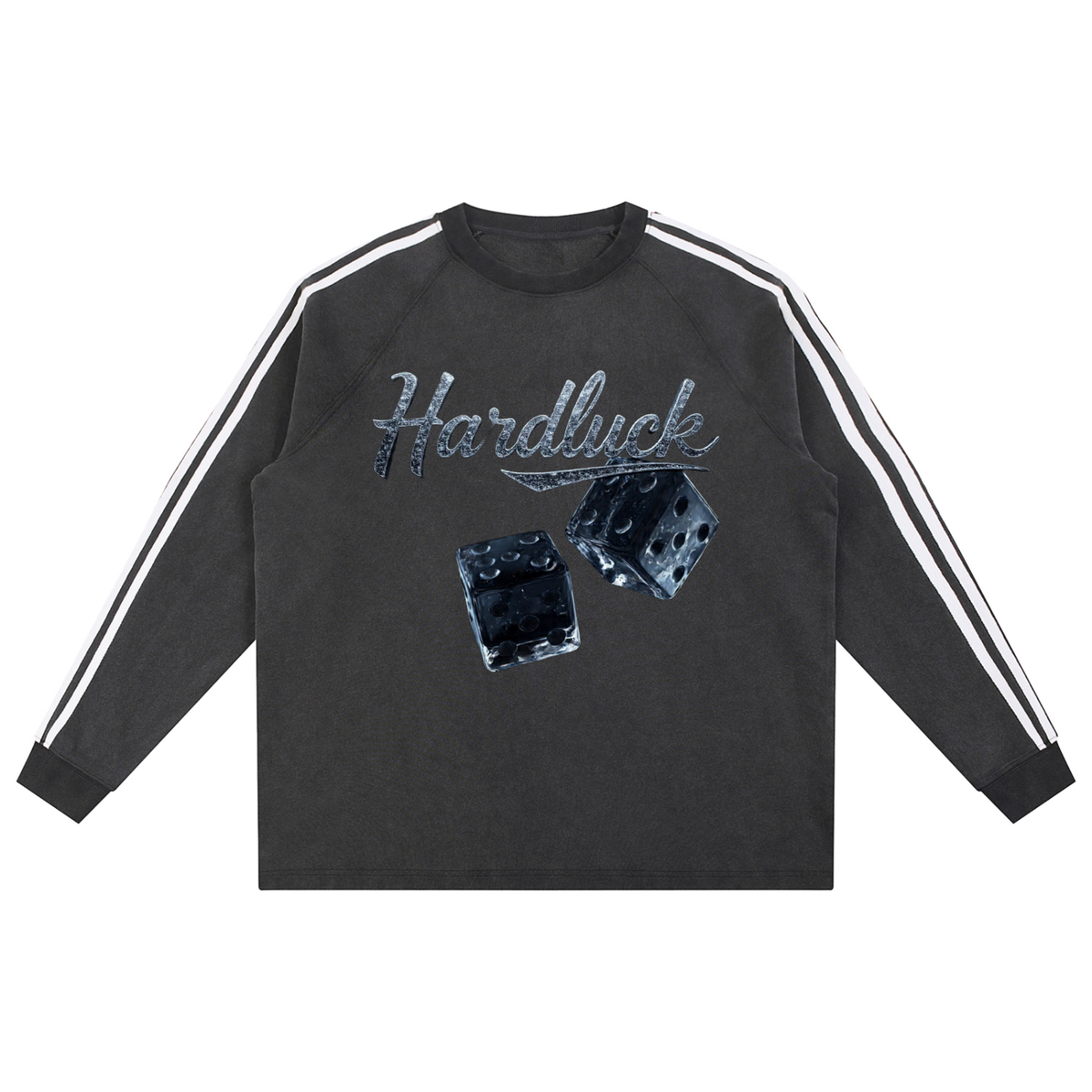 Black ice Roll the D-Ice Snow Washed Contrast Tape Sweatshirt