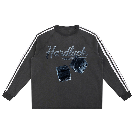 Black ice Roll the D-Ice Snow Washed Contrast Tape Sweatshirt
