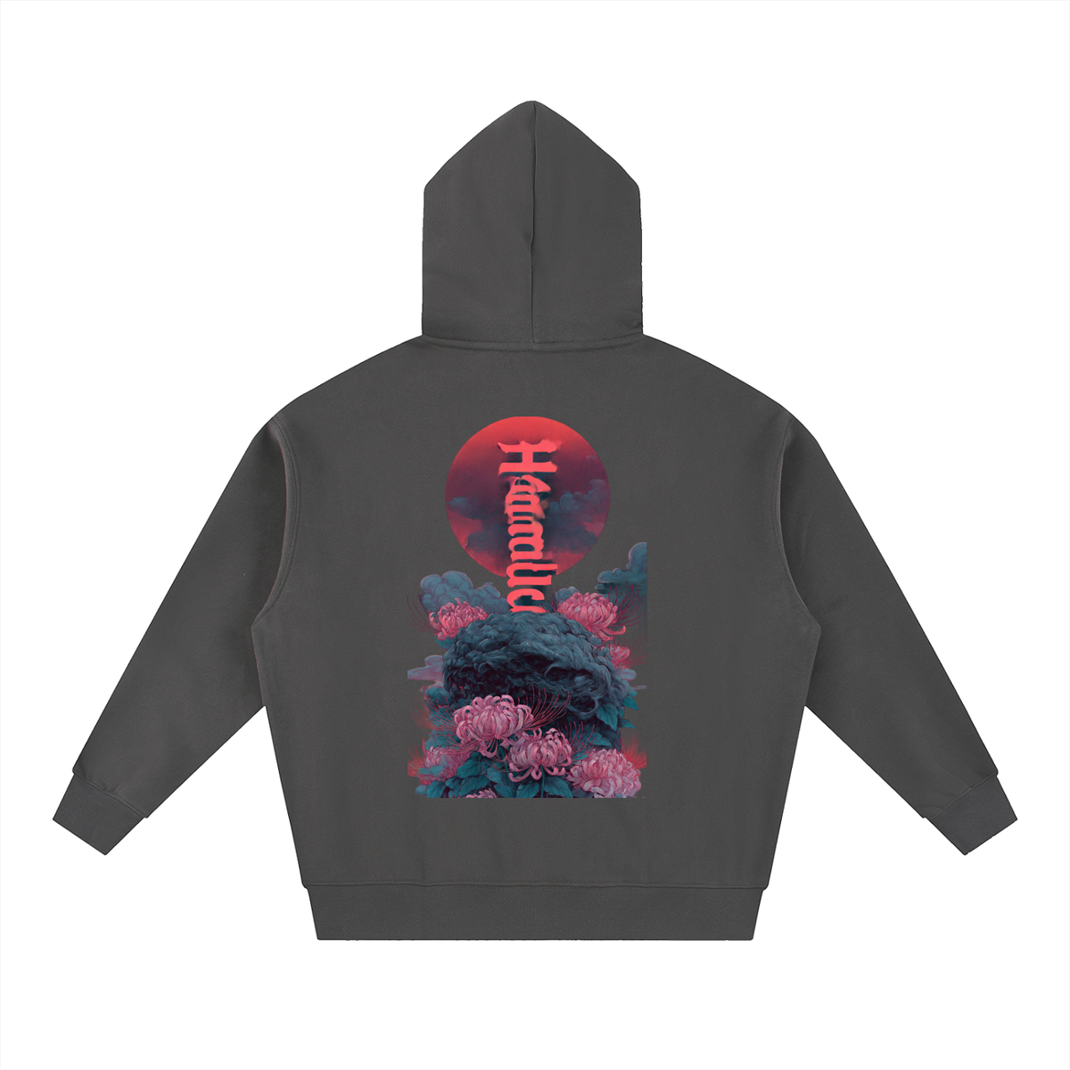 Red Horizon Oversized Fleece Boxy Hoodie