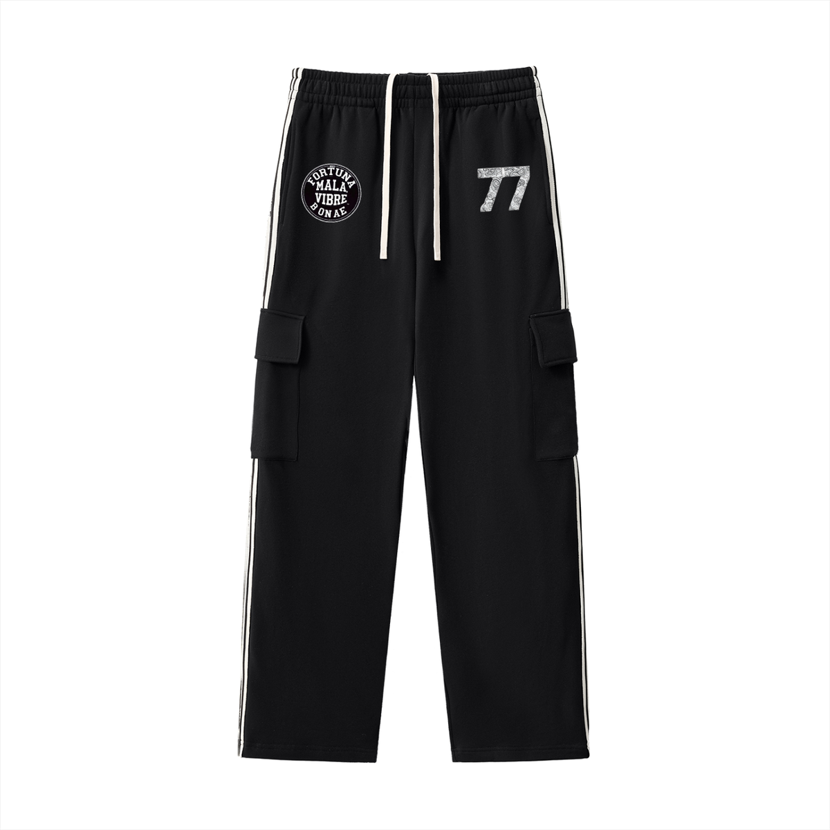 Bad  luck Good vibes  Side Stripe Straight-Leg Pants