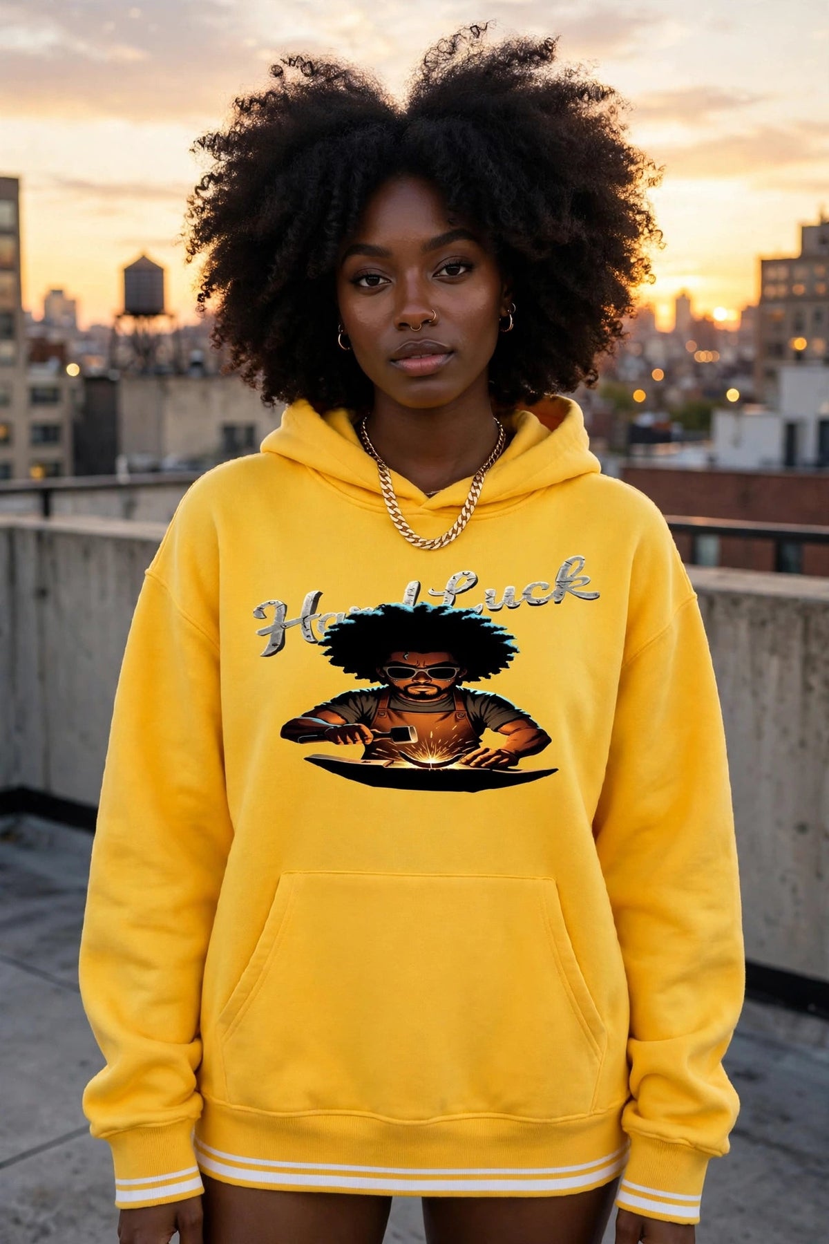Black Smith forged Oversized Color Block Fleece Hoodie