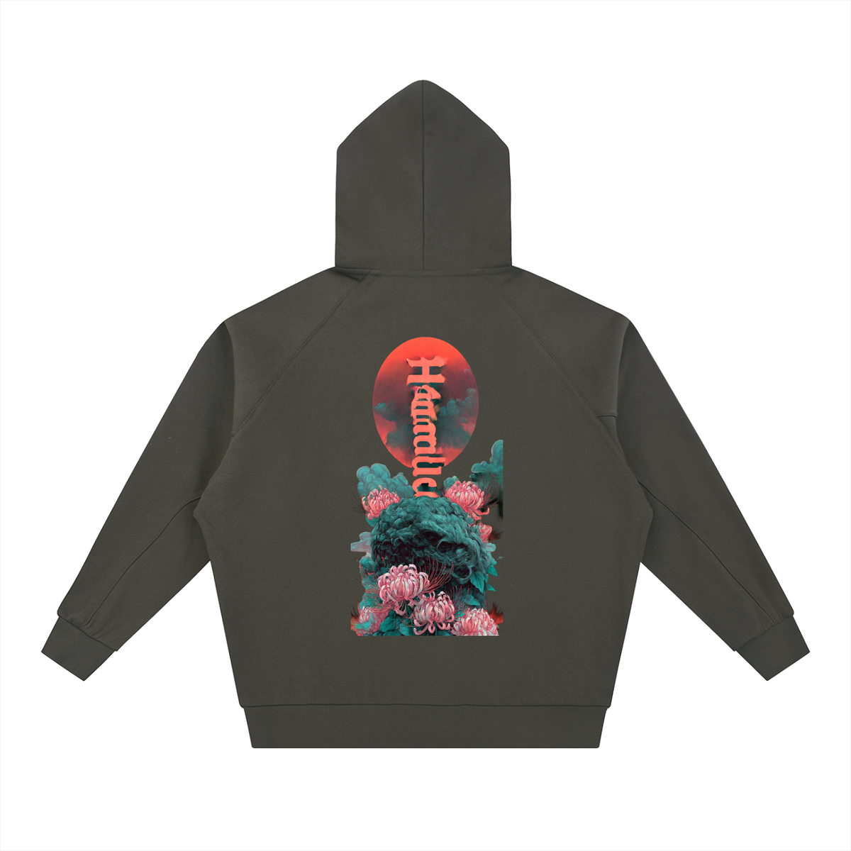Red Horizon Dolman Sleeve Zip-Through Fleece  Hoodie