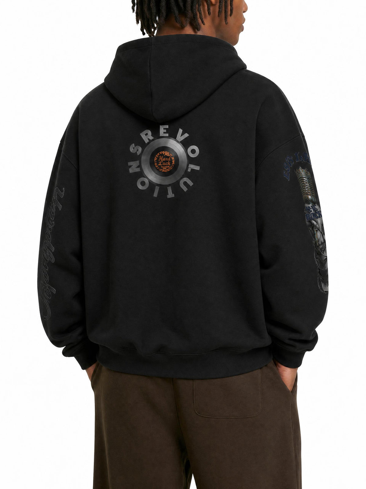 Hard Luck Revolution DJ Hoodie | Turntable & Microphone Graphic | N.Y. Built 1977