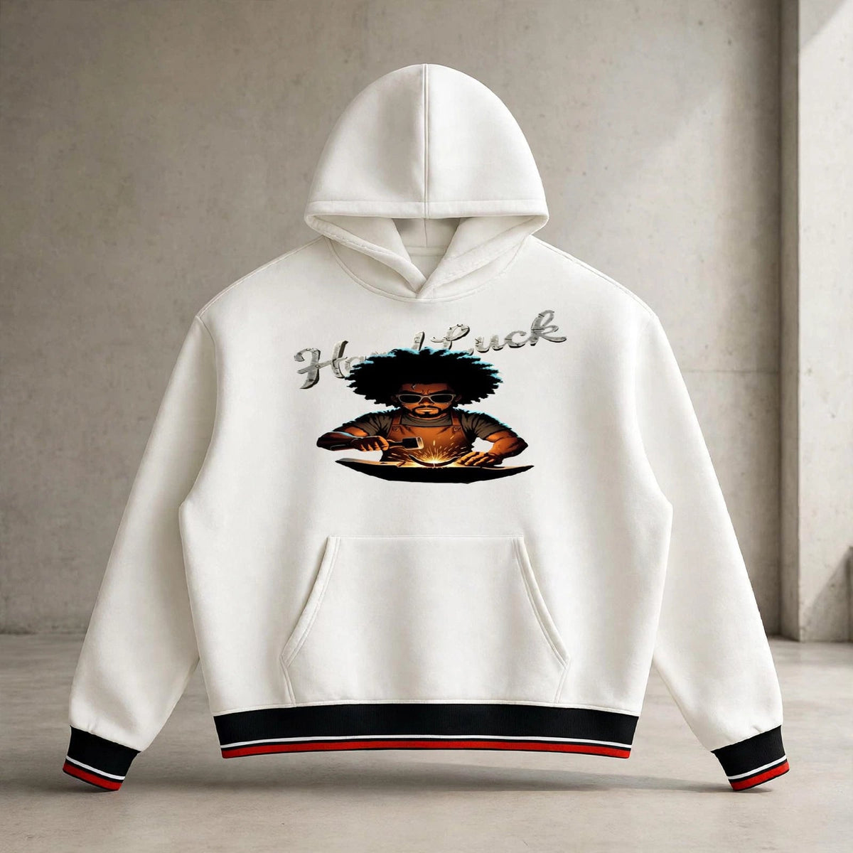 Black Smith forged Oversized Color Block Fleece Hoodie