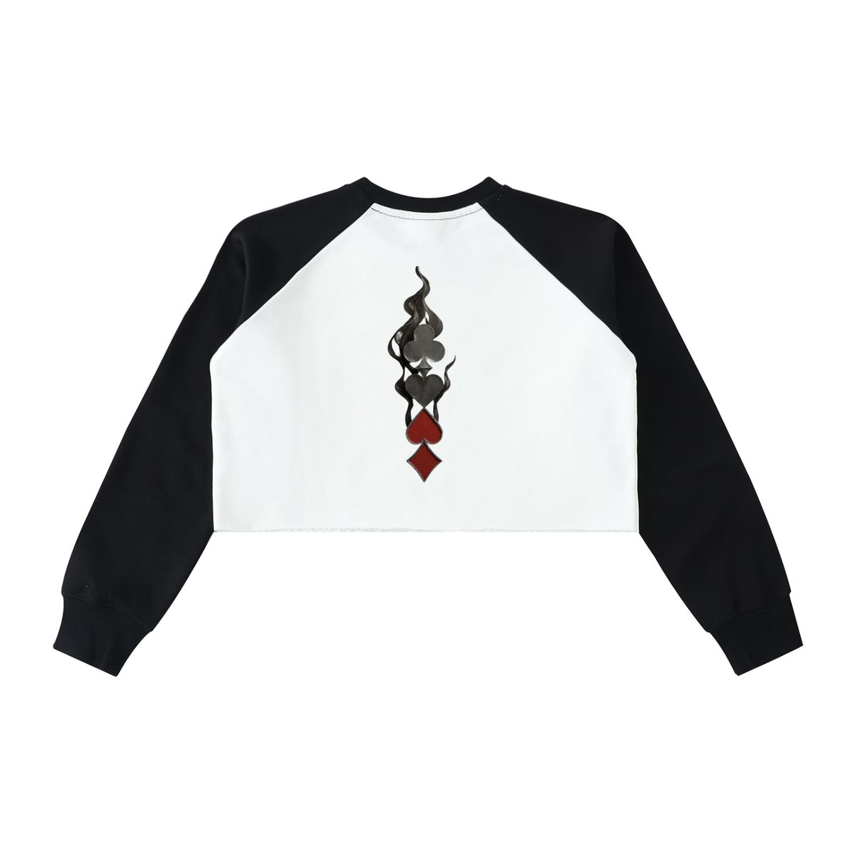 Hard Luck- Uptown Ace Raw-Hem Color-Block Raglan Crop Sweatshirt