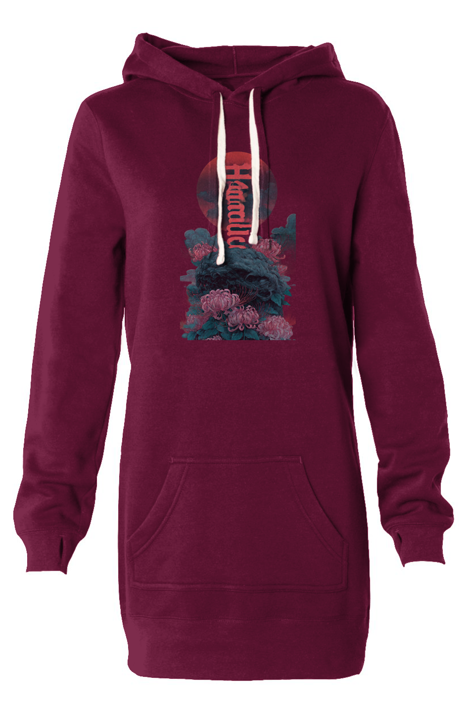 Red Horizon Hooded Sweatshirt Dress