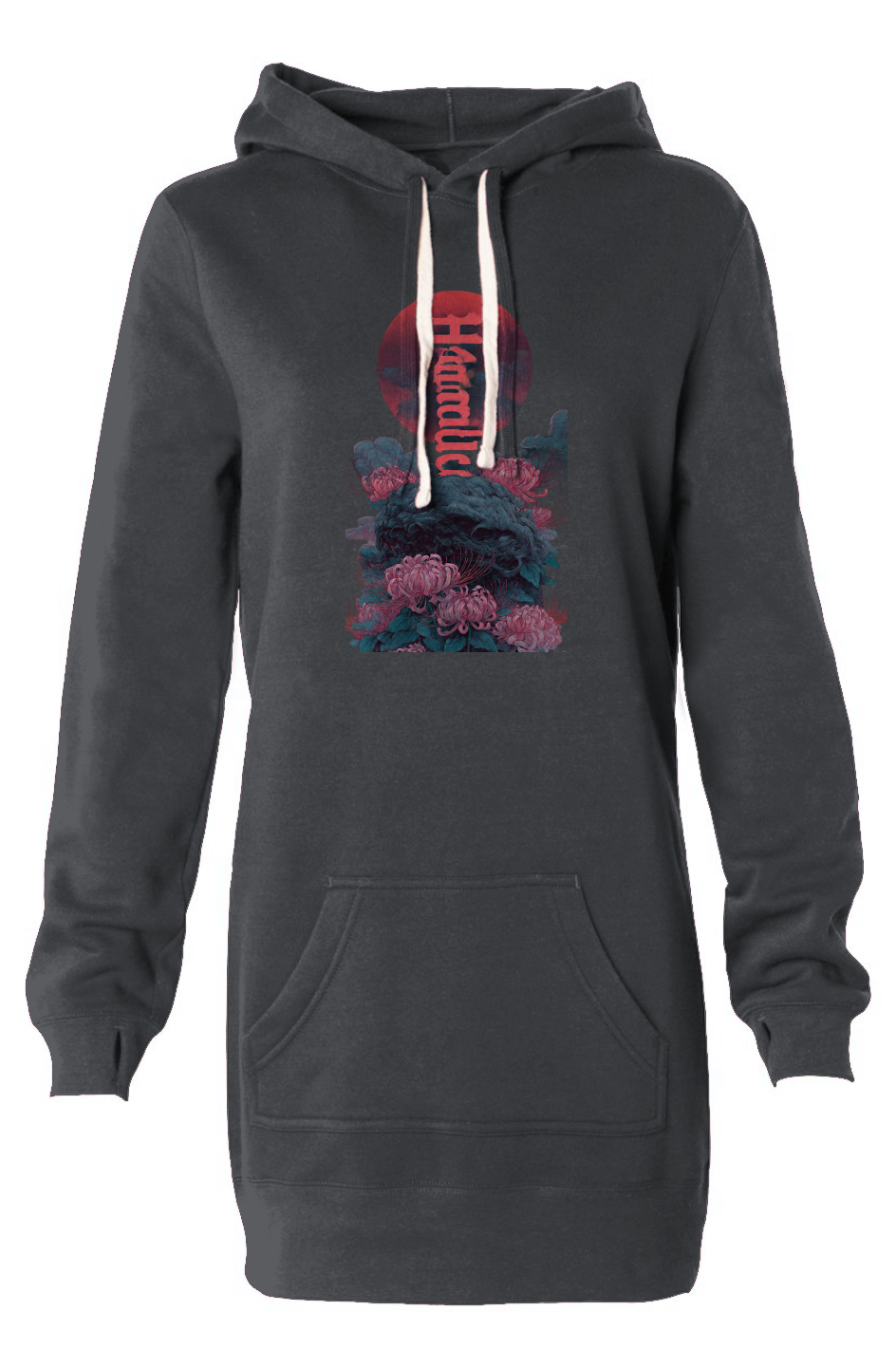Red Horizon Hooded Sweatshirt Dress
