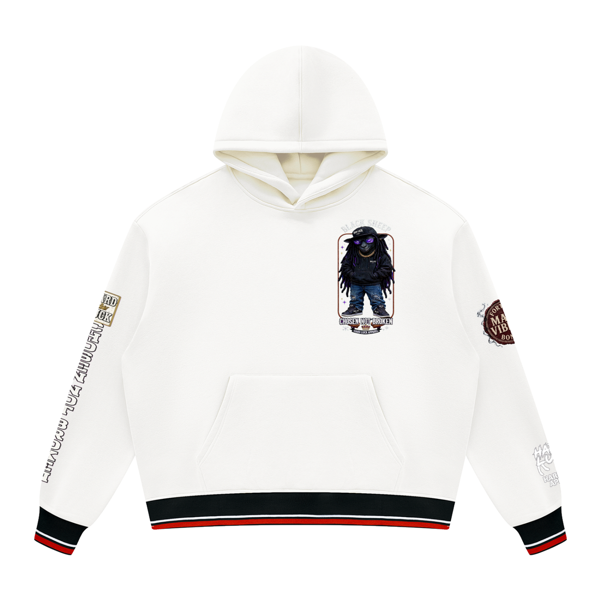 Chosen Not Broken Black Sheep Varsity Hoodie - Fortuna Seal Edition