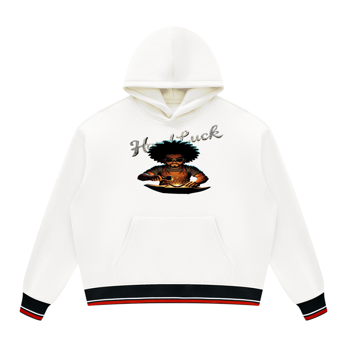 Black Smith forged Oversized Color Block Fleece Hoodie