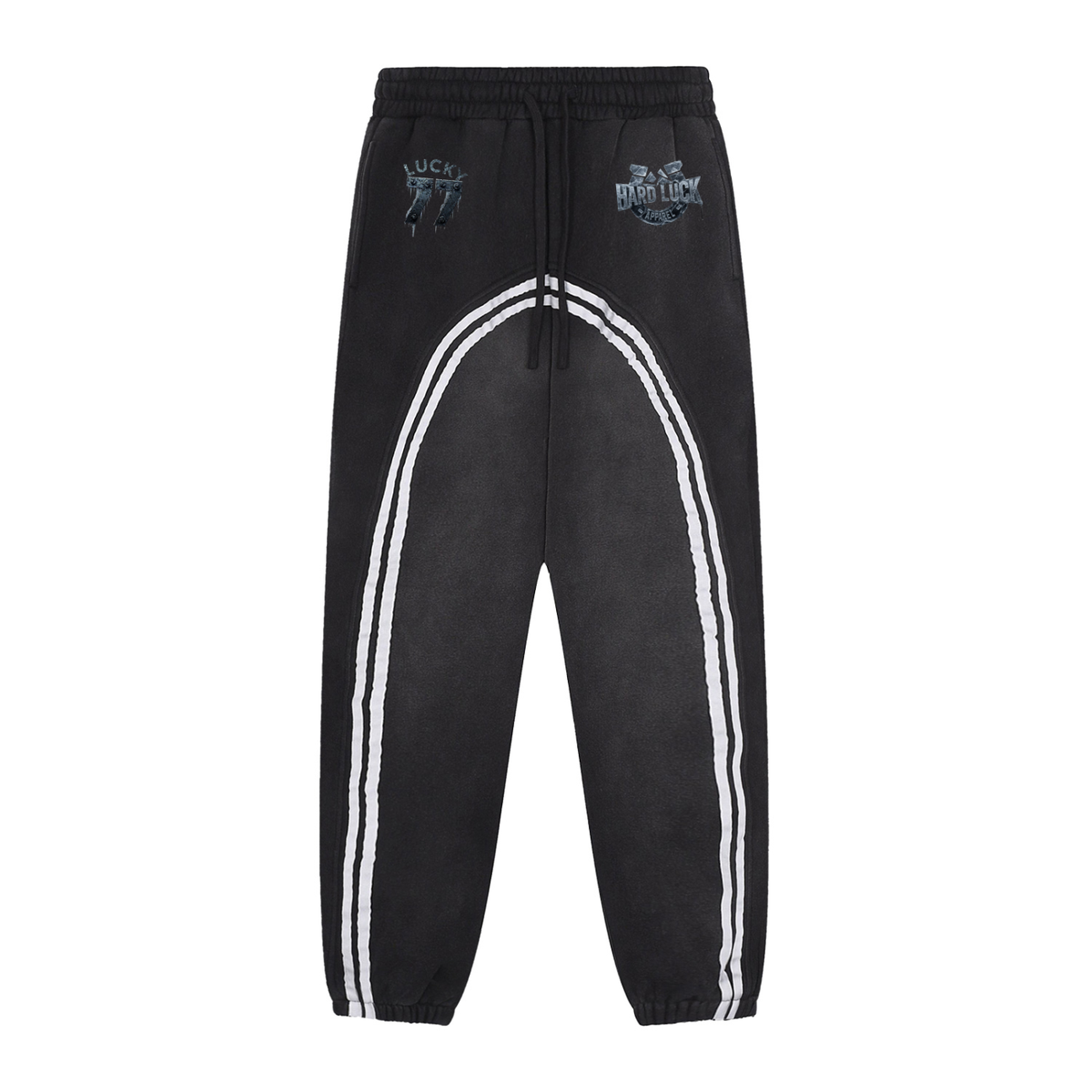 Black Ice Sun Fade Contrast Tape Fleece Jogged Sweatpants