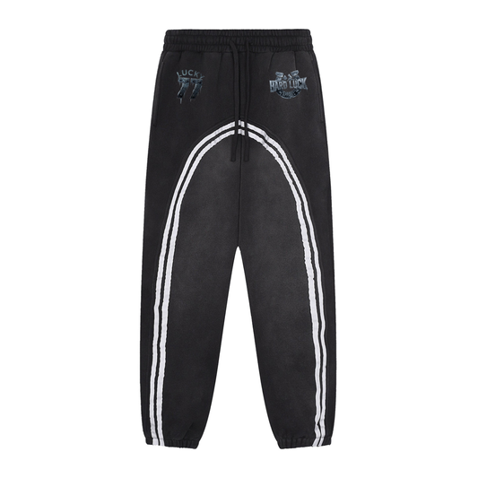 Black Ice Sun Fade Contrast Tape Fleece Jogged Sweatpants