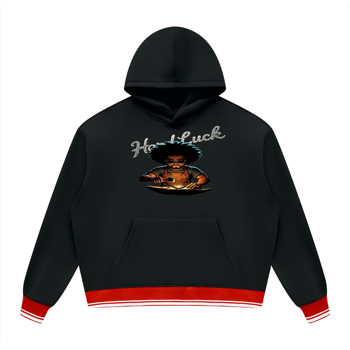Black Smith forged Oversized Color Block Fleece Hoodie