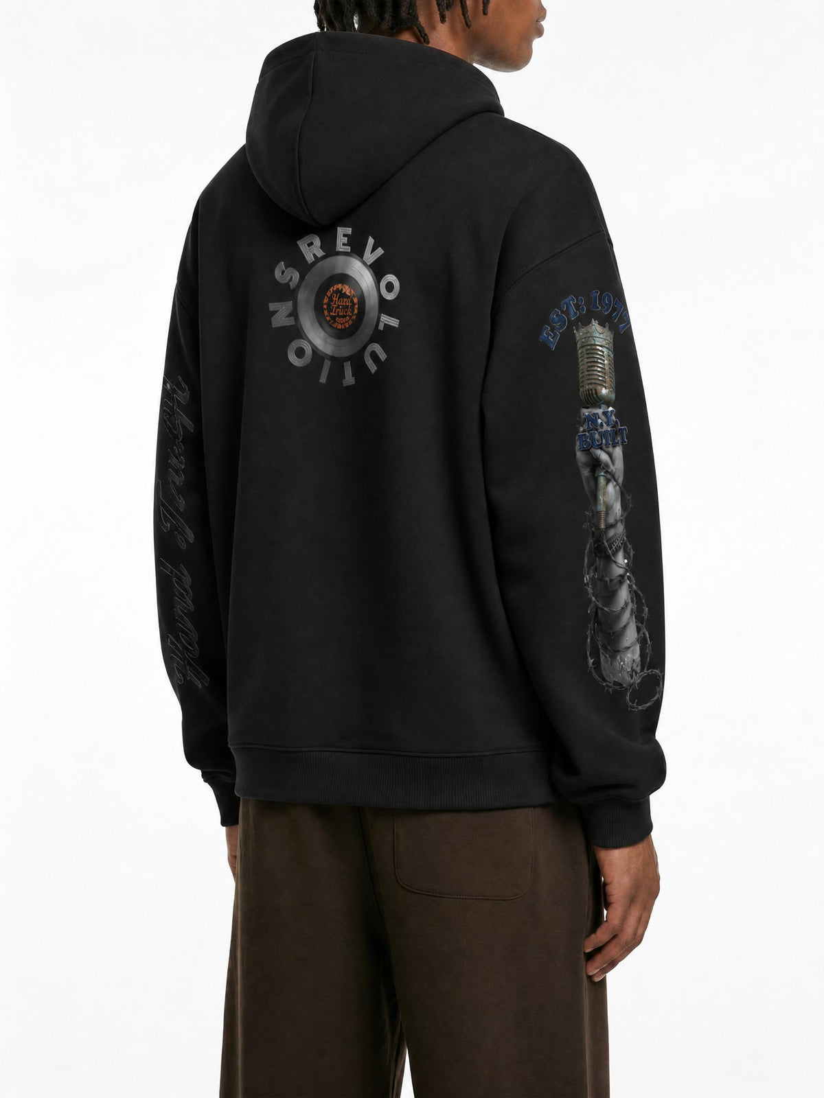 Hard Luck Revolution DJ Hoodie | Turntable & Microphone Graphic | N.Y. Built 1977