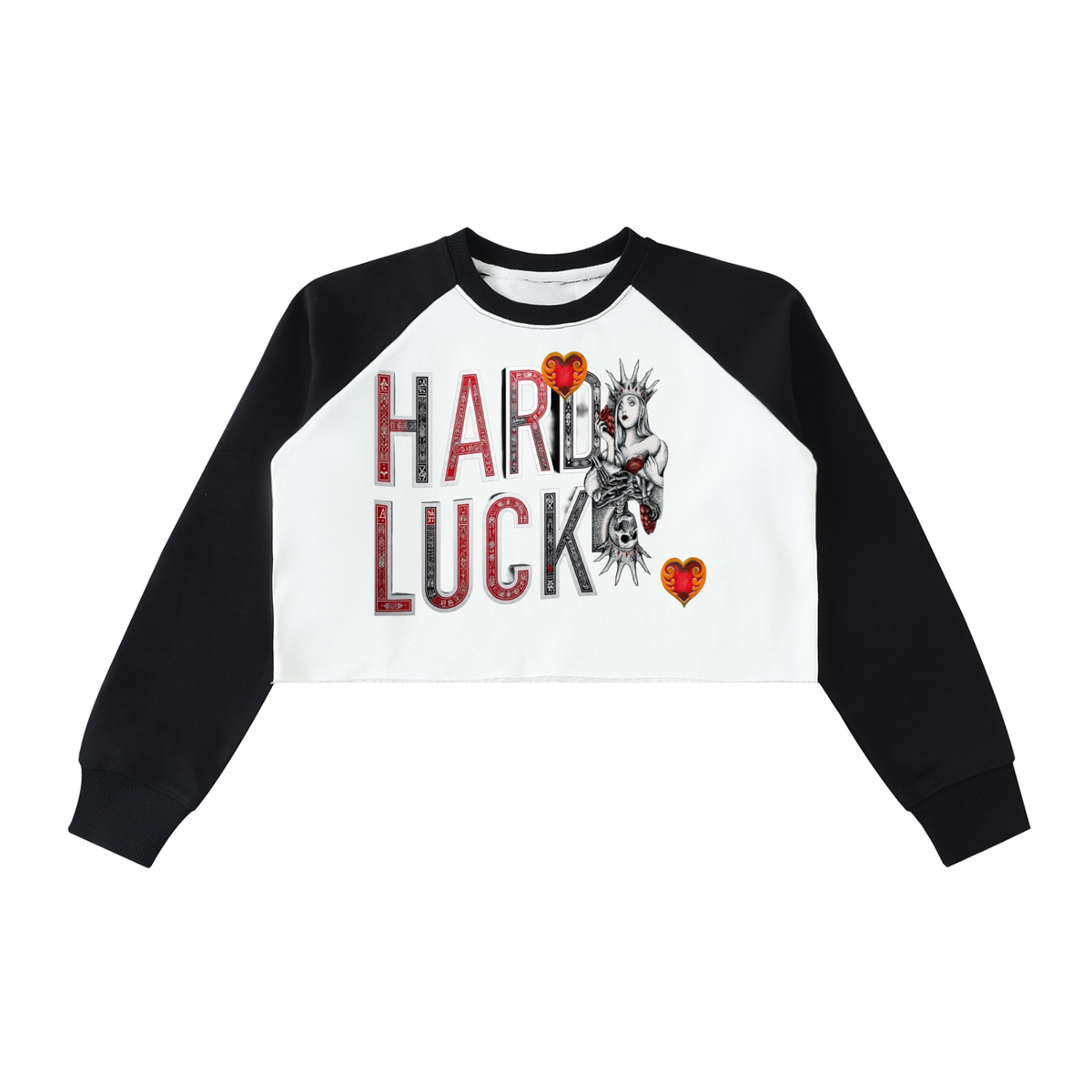 Queens Gambit Raw-Hem Color-Block Raglan Crop Sweatshirt