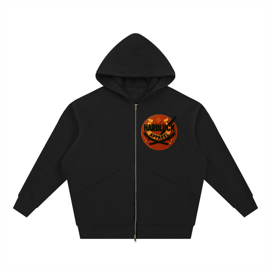 Red Horizon Dolman Sleeve Zip-Through Fleece  Hoodie