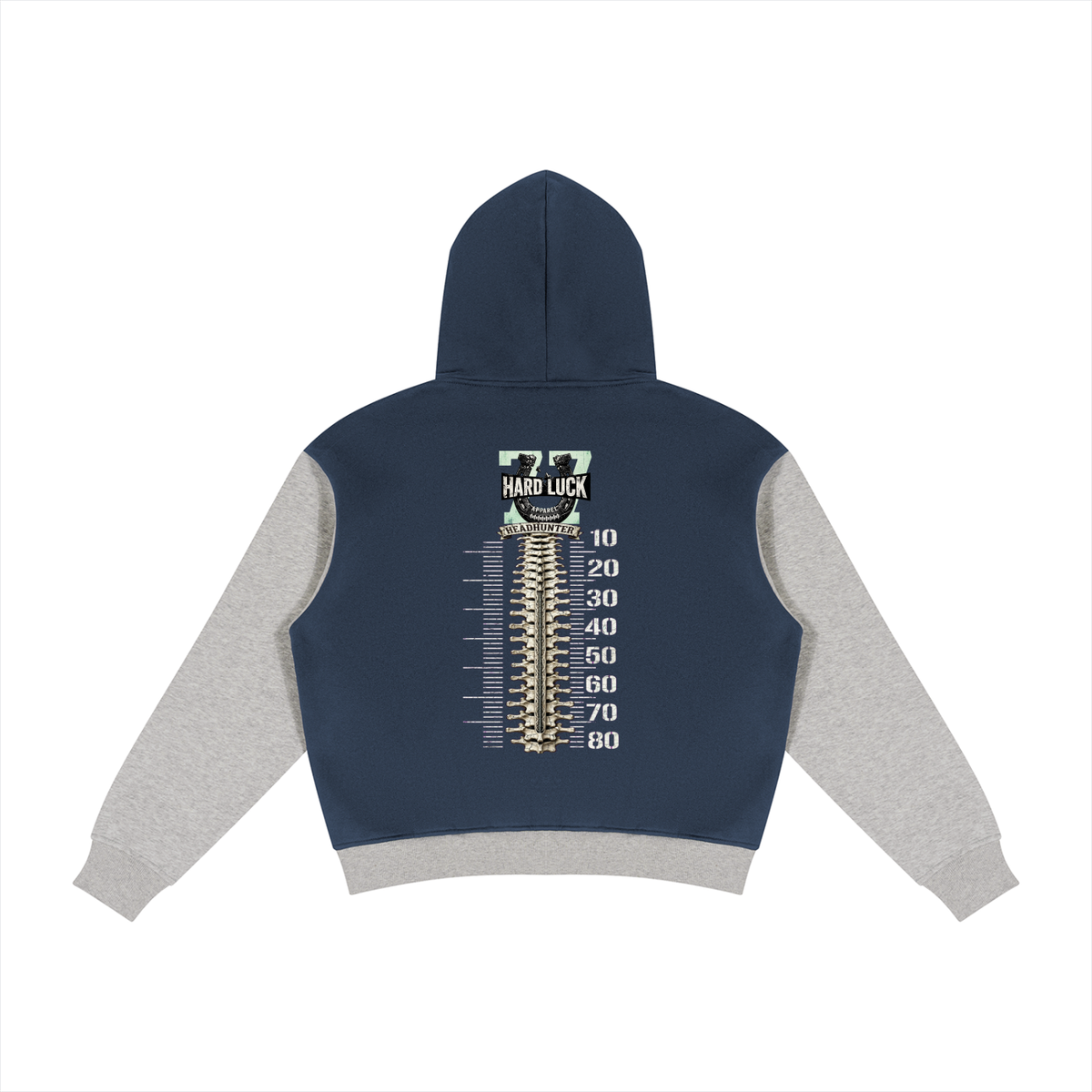 GRIDIRON GUT CHECK - Headhunter 77 HL Women's Cropped Zip-Up Hoodie - Hard Luck Apparel