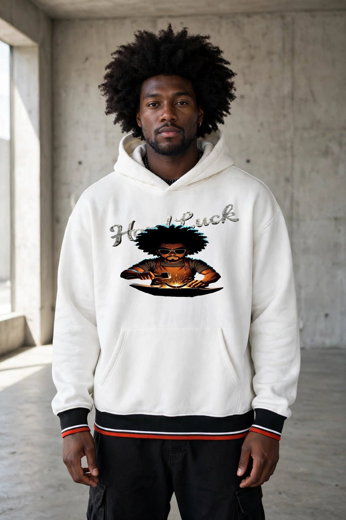 Black Smith forged Oversized Color Block Fleece Hoodie