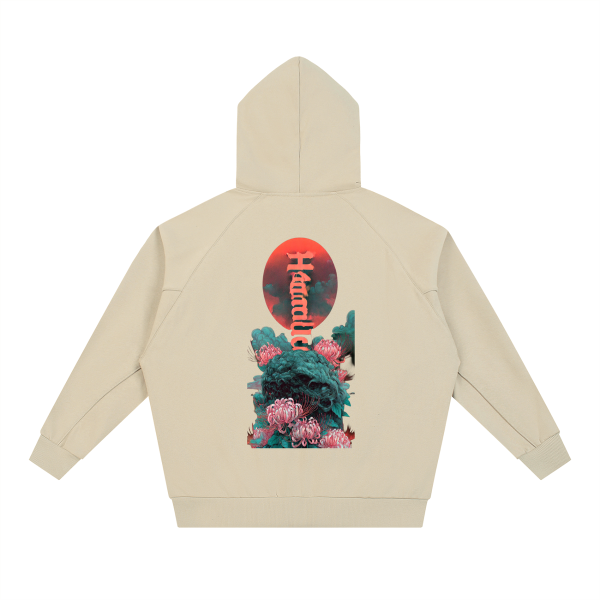 Red Horizon Dolman Sleeve Zip-Through Fleece  Hoodie