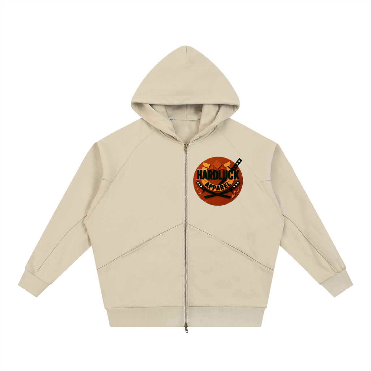 Red Horizon Dolman Sleeve Zip-Through Fleece  Hoodie