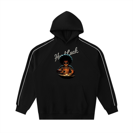 Black Smith Forged Contrast Piping Raglan Hoodie
