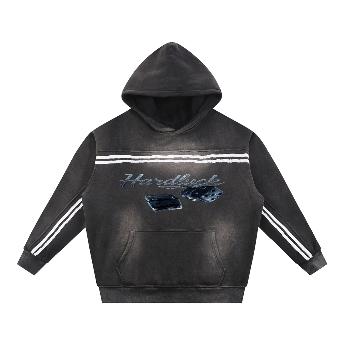 Black Ice  Roll The D- ice. Sun Fade Contrast Tape Fleece Hoodie