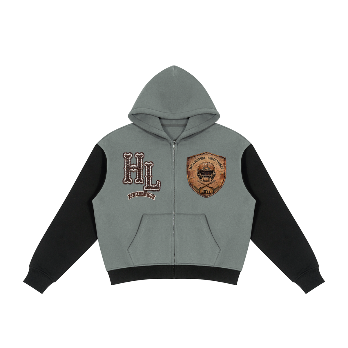 GRIDIRON GUT CHECK - Headhunter 77 HL Women's Cropped Zip-Up Hoodie - Hard Luck Apparel