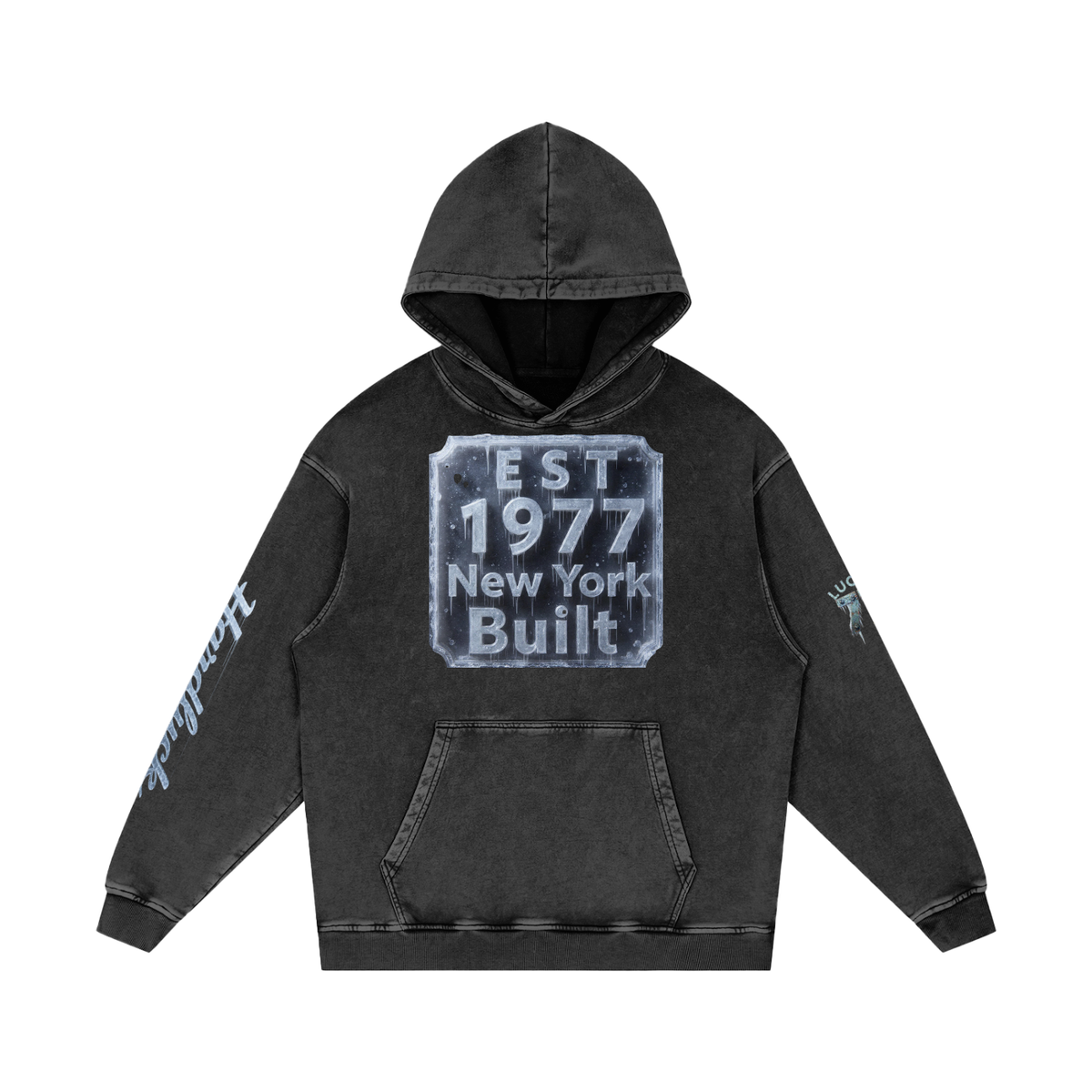 NY BUILT - Ice Storm 1977 Snow-Washed Heavyweight Hoodie