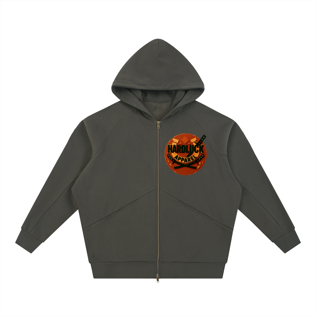 Red Horizon Dolman Sleeve Zip-Through Fleece  Hoodie