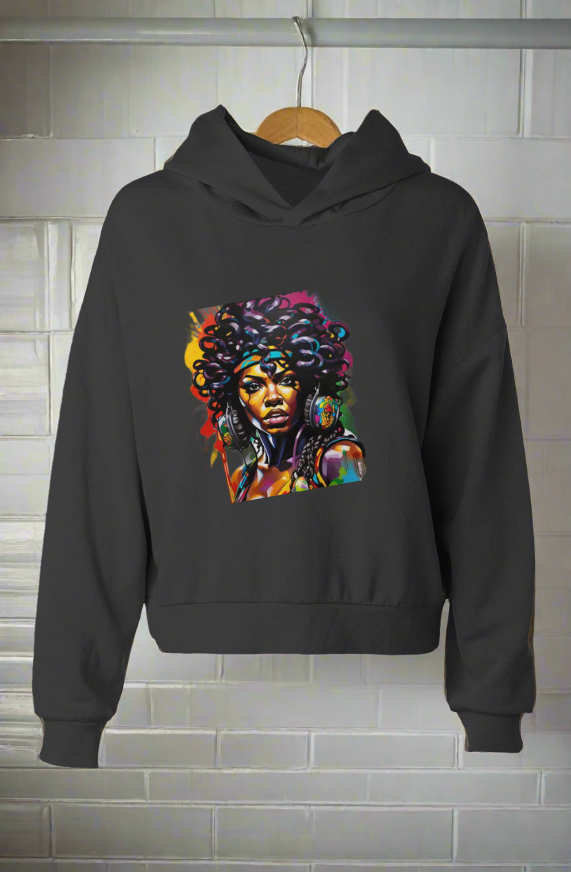 Ebony Hip Height Graphic Hoodie | Women's Premium Streetwear Hoodie | Hard Luck Apparel