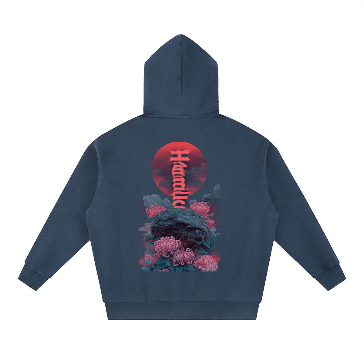 Red Horizon Oversized Fleece Boxy Hoodie