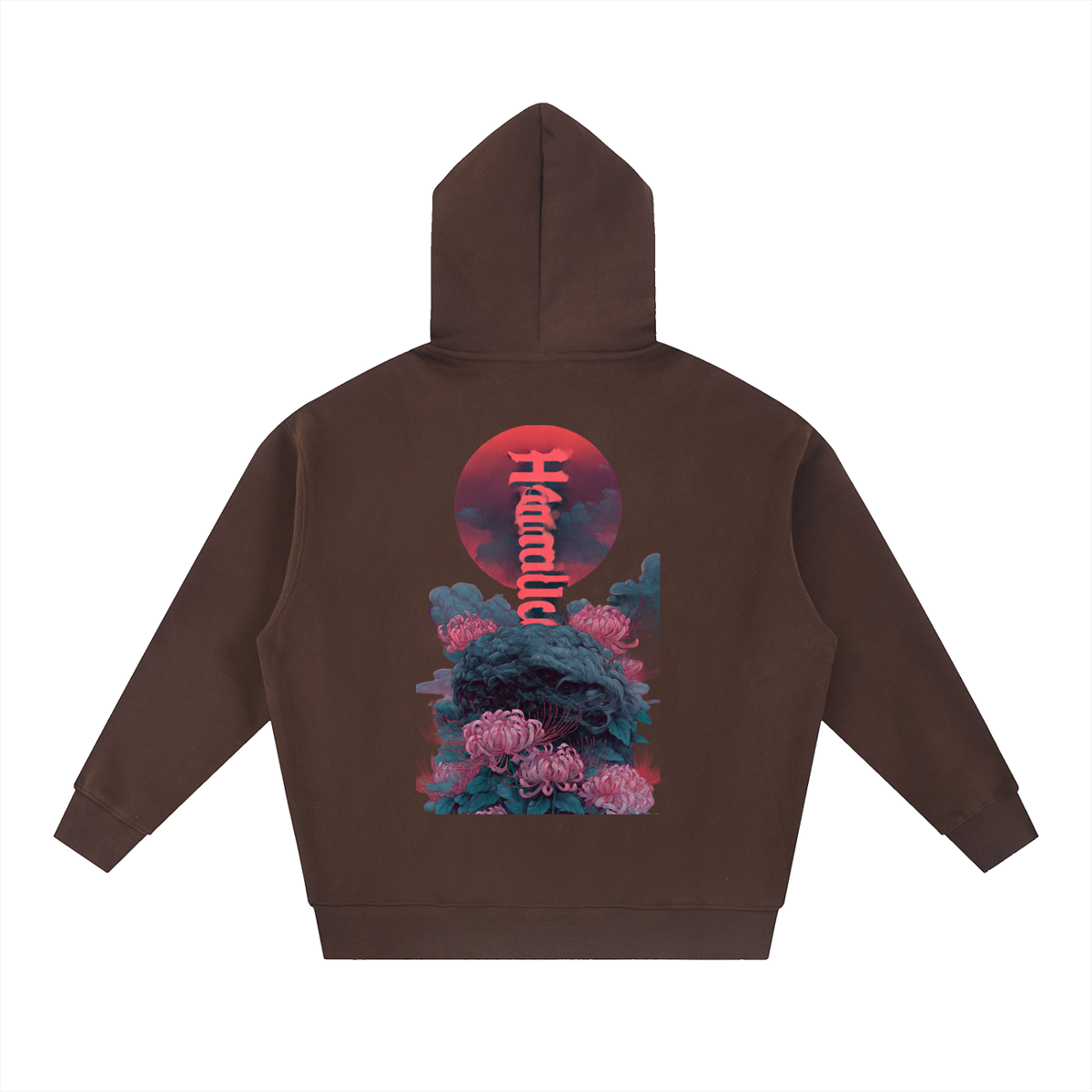 Red Horizon Oversized Fleece Boxy Hoodie