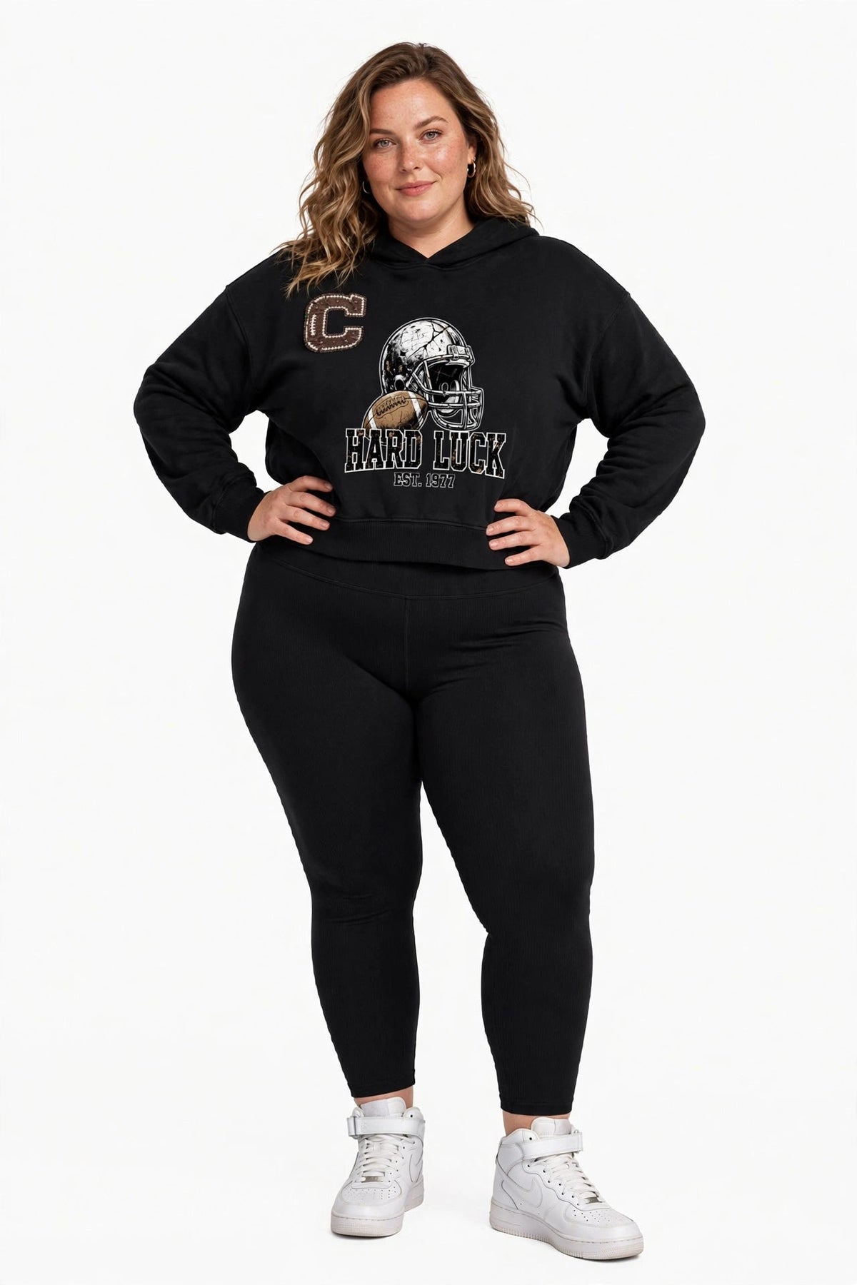 GRIDIRON GUT CHECK - Headhunter 77 Captain Women's Cropped Hoodie - Hard Luck Apparel