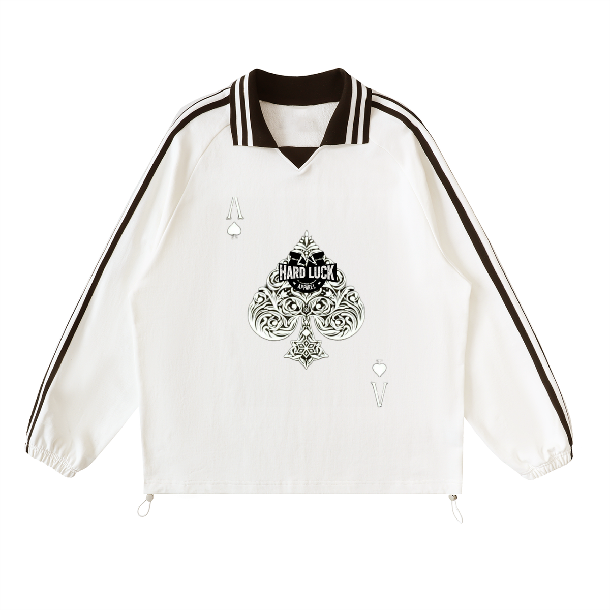Uptown Ace Contrast Striped Lapel Collar Sweatshirt
