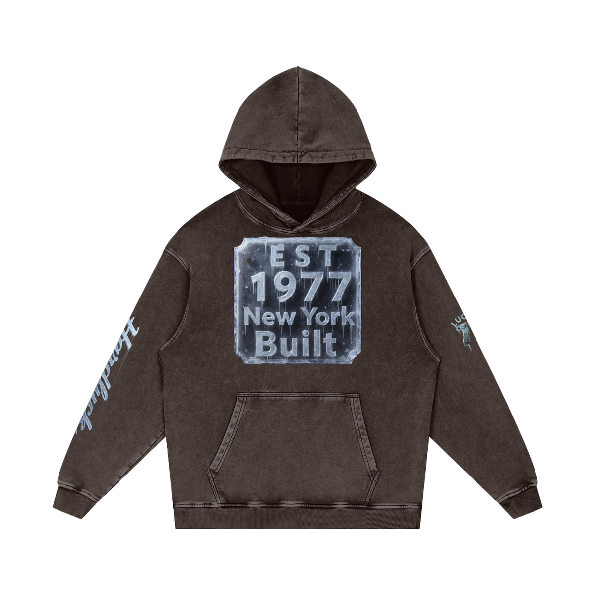NY BUILT - Ice Storm 1977 Snow-Washed Heavyweight Hoodie
