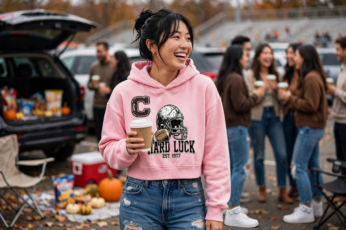 GRIDIRON GUT CHECK - Headhunter 77 Captain Women's Cropped Hoodie - Hard Luck Apparel