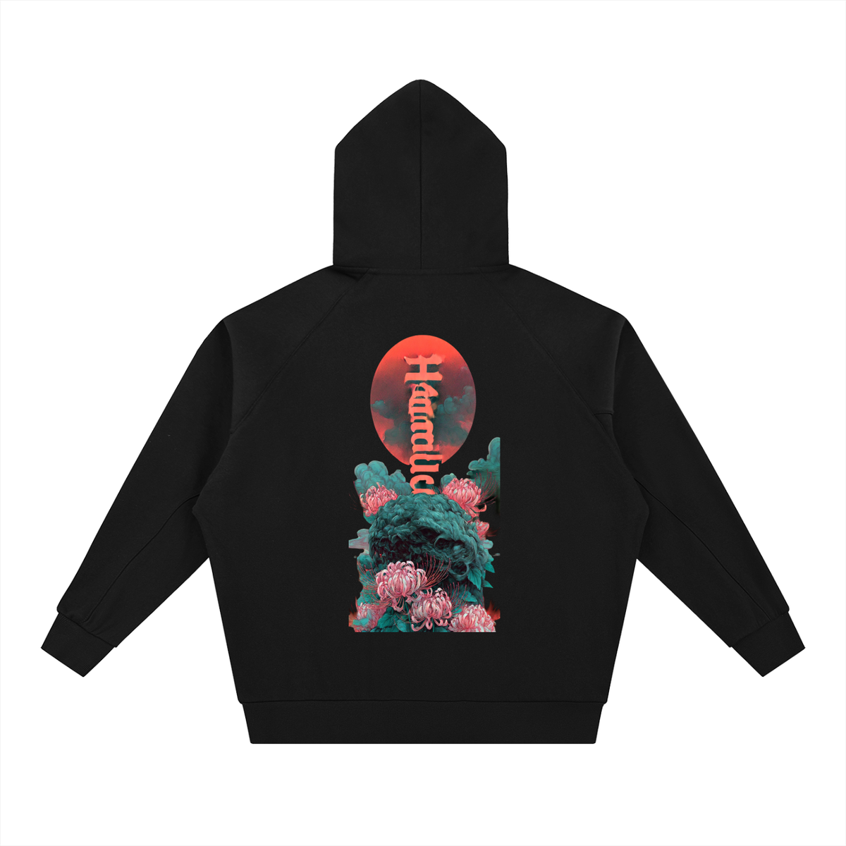 Red Horizon Dolman Sleeve Zip-Through Fleece  Hoodie